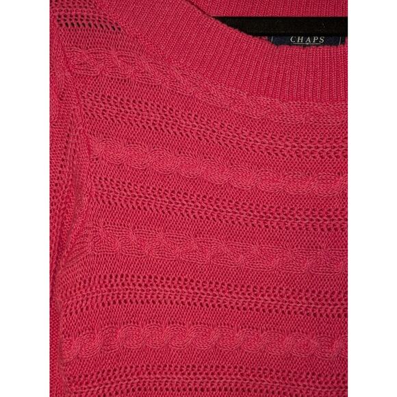 Chaps Womens S Pink Cable Knit Sweater Bright Knitwear Barbiecore Preppy Classic - Picture 8 of 10